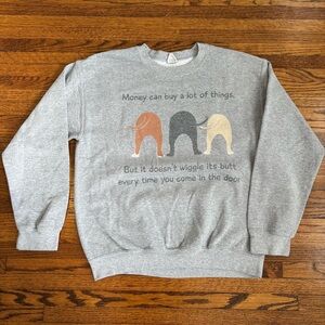 Gray Pullover Sweatshirt, Dogs Wagging Tails Graphic